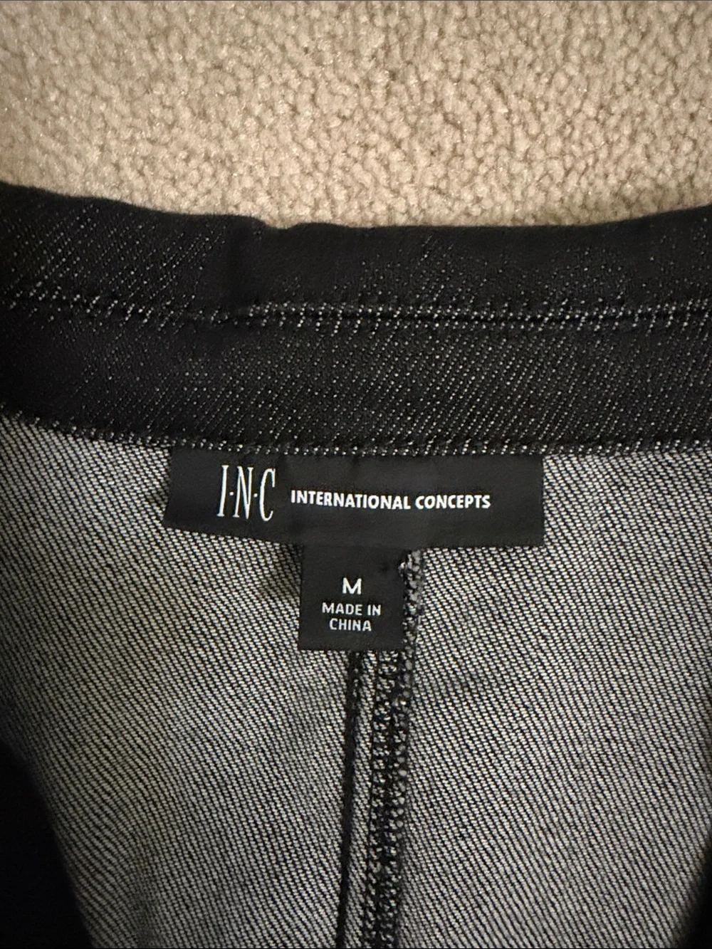 INC International Concepts Black Denim Single-Button Women's Blazer